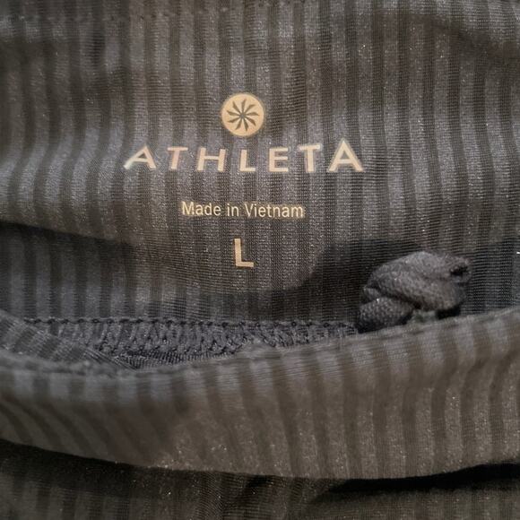 ATHLETA  Good Match Black Striped Skirt Skort Tennis Pickleball Running Active L - Picture 3 of 6